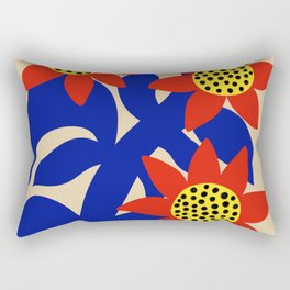 Red and Blue Flowers Rectangular Pillow