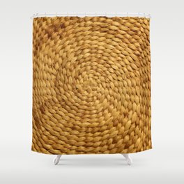 woven bast background texture brown Shower Curtain