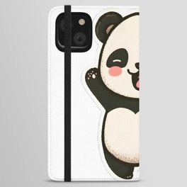 Kawaii Cute Panda - Joyful, Playing, Smiling iPhone Wallet Case