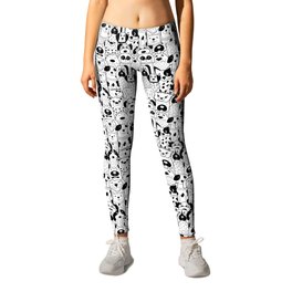 Black and White Seamless Dogs Leggings