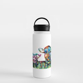 Over The Fence - Colorful Farm Animals - Sharon Cummings Water Bottle