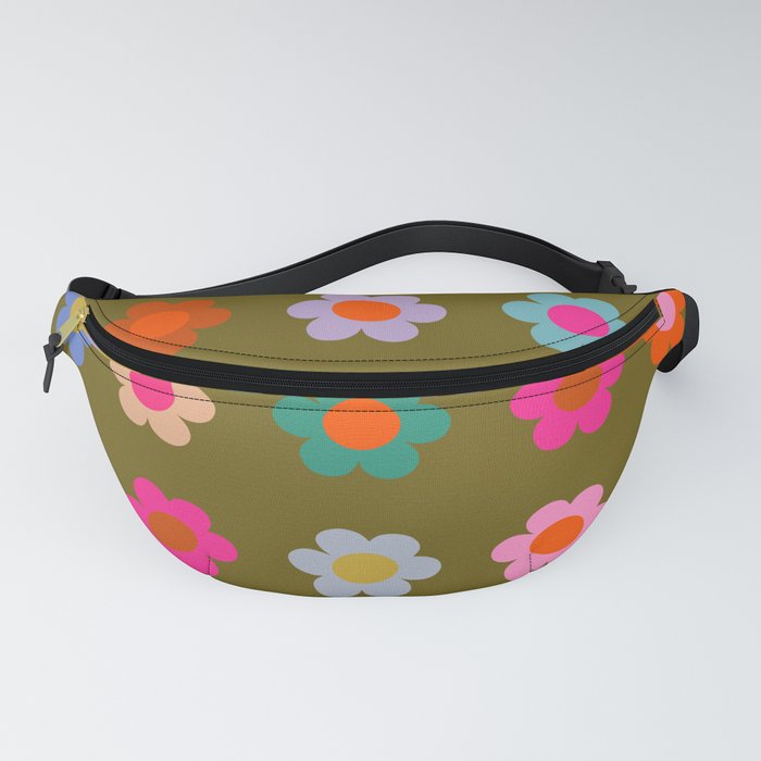 Vintage Colorful Floral Print Abstract Retro Flowers Fanny Pack