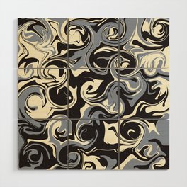 Spill - Black, Gray and Cream Wood Wall Art