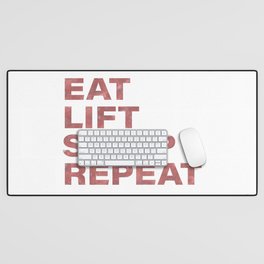 Eat lift sleep repeat vintage rustic red text Desk Mat