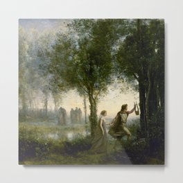 Jean-Baptiste-Camille Corot "Orpheus Leading Eurydice from the Underworld" Metal Print