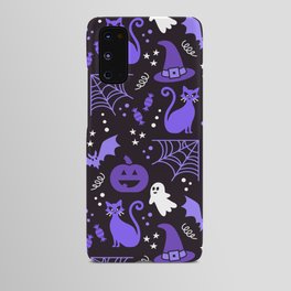 Halloween party illustrations purple, black Android Case