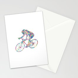 Girl mountain biking art game play sport print watercolor  Stationery Card