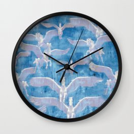 Pegasus, white horse, fairy horse, painting, dream, magic horse Wall Clock