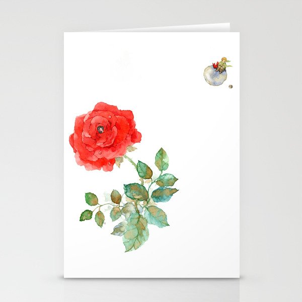 Le Petit Prince Little Prince with Fox & Rose horizontal Stationery Cards