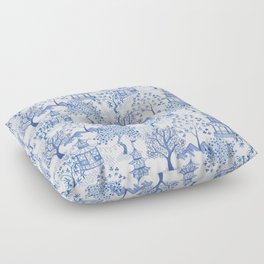 Pagoda Forest Blue and White Floor Pillow