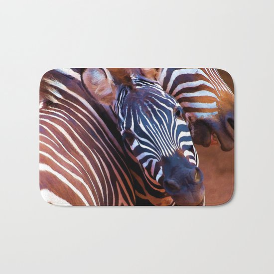 Two Zebras Playing With Each Other Bath Mat
