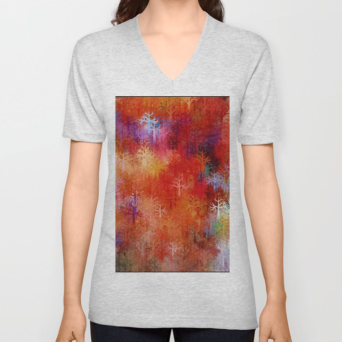 Abstract colorful trees landscape V Neck T Shirt