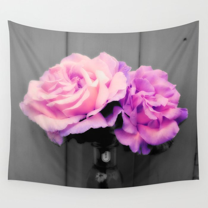 flowERS Pink Purple Pop of Color Wall Tapestry