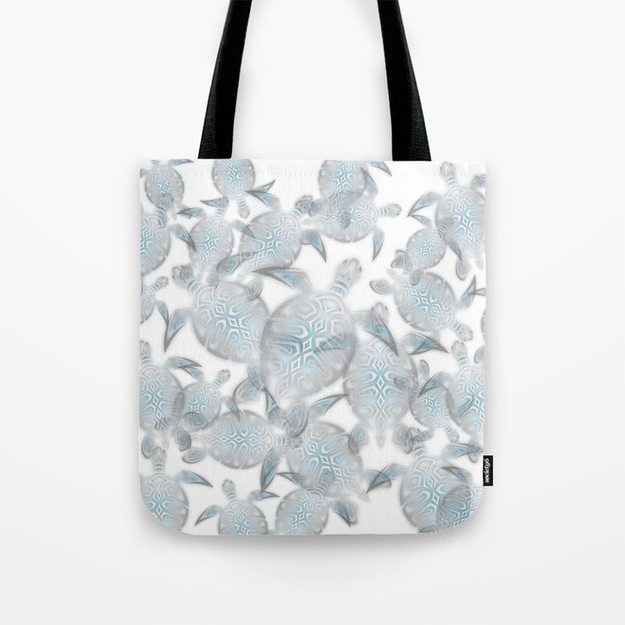 "Shimmering Sea Turtles" | Modern Coastal Pattern Tote Bag