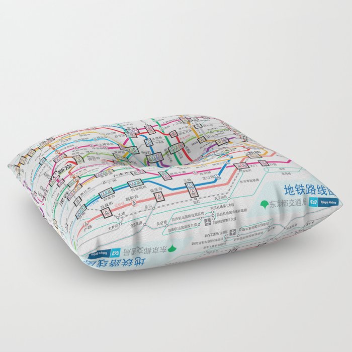 Tokyo Subway Map Floor Pillow