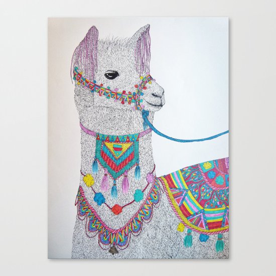 Colorful Llama Canvas Print By Alifullerart Society6