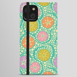 IN THE SURF COASTAL BEACH SEA URCHINS AND SAND DOLLARS in BRIGHT SUMMER COLORS iPhone Wallet Case
