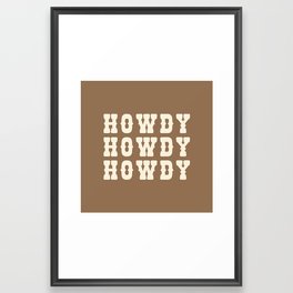 Brown and Beige Howdy Cowboy Design Framed Art Print
