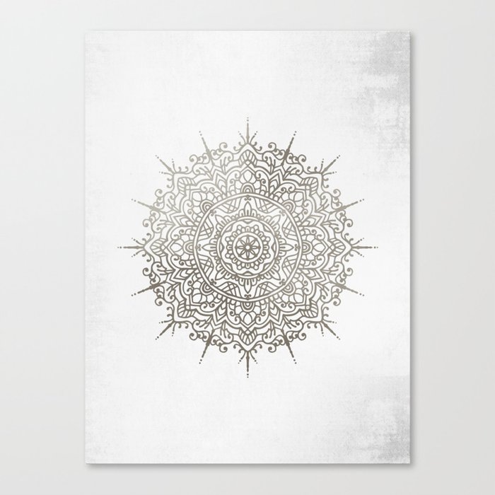 Gray Boho Mandala, graphic design #469b Canvas Print