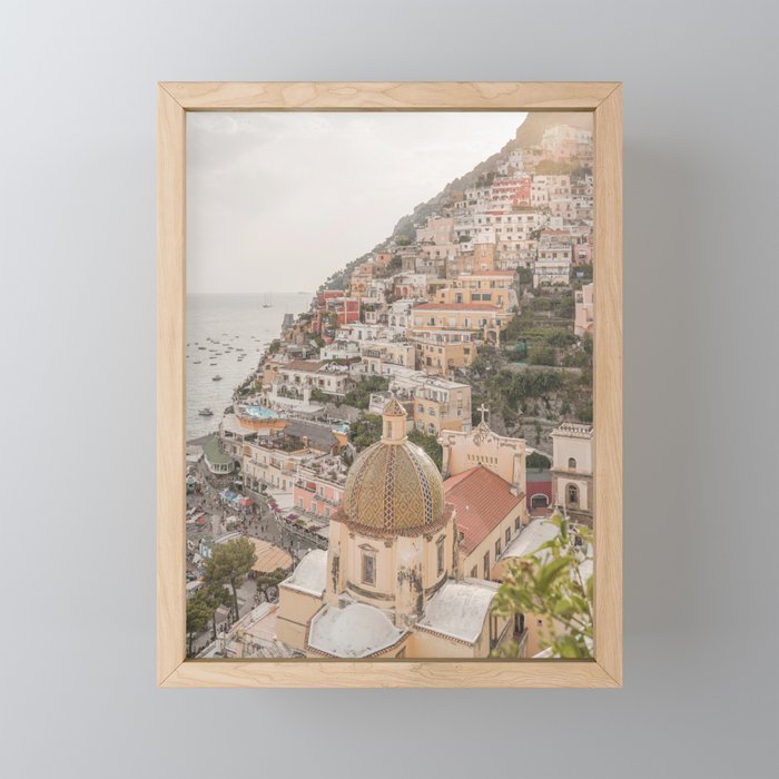 Positano Bliss Photo | Amalfi Coast Mountain Landscape In Pastel Color Art Print | Italy Travel Photography Framed Mini Art Print