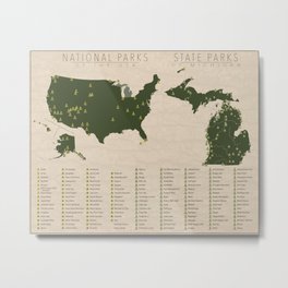 US National Parks - Michigan Metal Print | Statepark, Stateparkmap, Michiganstateparks, Parks, Michigan, Graphicdesign, Nationalpark, Parkmap, Statemap, Michiganparks 