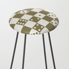 Checkered Dice Pattern (Milk Beige & Deep Muted Khaki Color Palette) Counter Stool