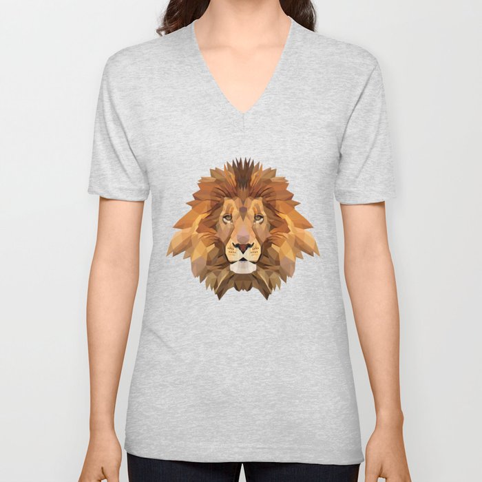 Lion king polygon animal V Neck T Shirt