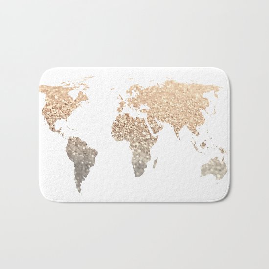 GOLD WORLD MAP Bath Mat