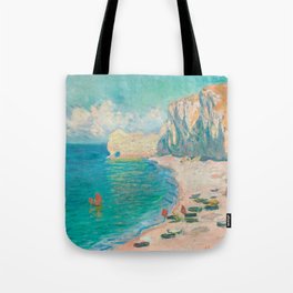 Monet - The Beach and the Falaise d'Amont Tote Bag