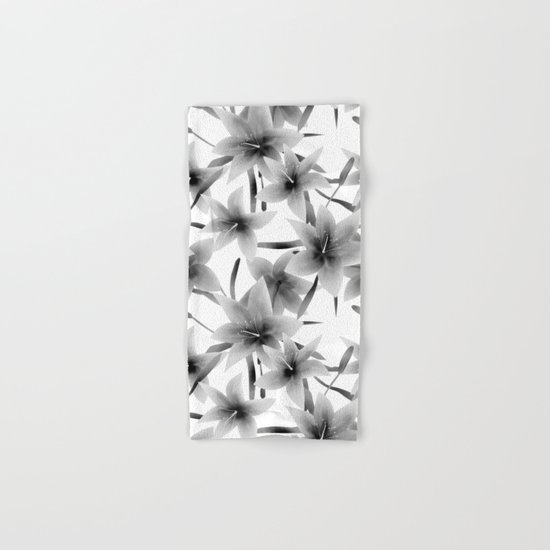Lily. Black and white pattern . Hand & Bath Towel