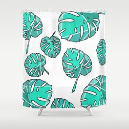 Geo Monstera Shower Curtain