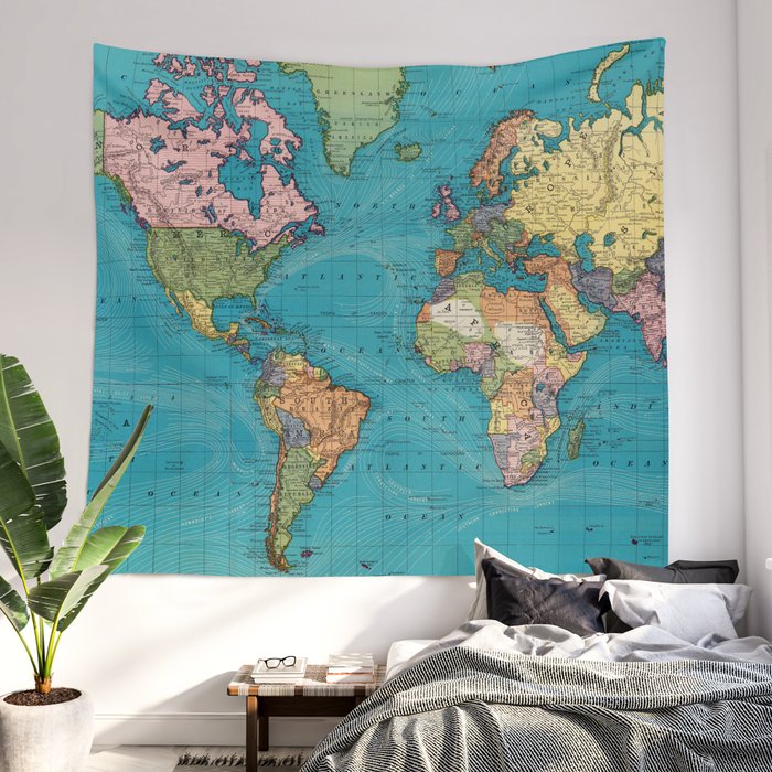 Society6 world map tapestry sale