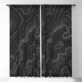 Black topography map Blackout Curtain