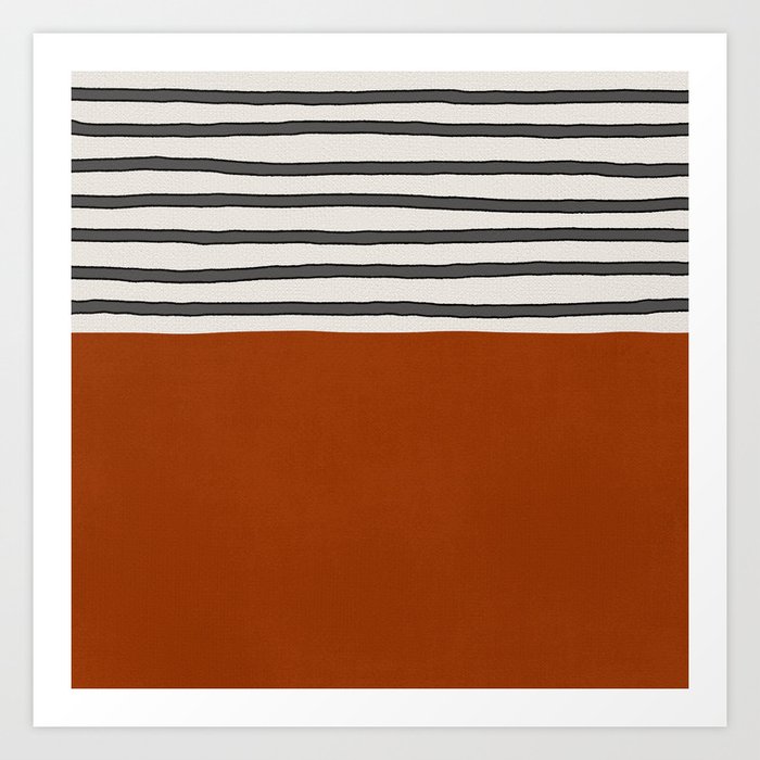 Burnt orange- stripes Art Print