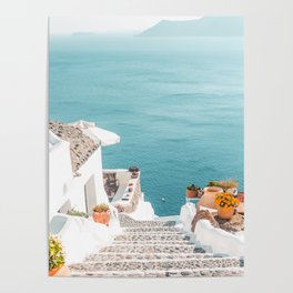 Santorini Stone Pathway to the Sea Poster