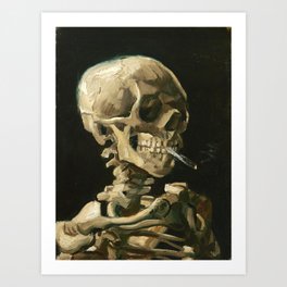 Van Gogh Head of a skeleton with a burning cigarette Art Print
