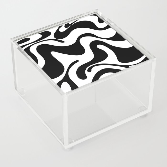 Lava Lamp - 90s Abstract Minimal Modern Wavy Art Design Pattern in Black Acrylic Box