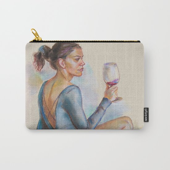 Girl with a glass of red wine Carry-All Pouch
