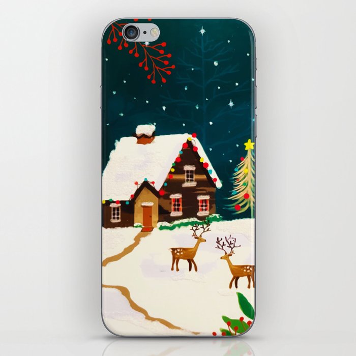 Rustic Snowy Winter Home Christmas Eve iPhone Skin