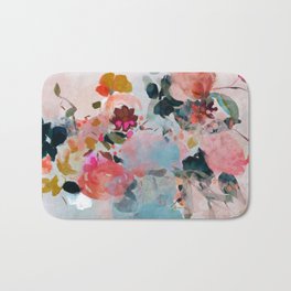 floral bloom abstract painting Bath Mat | Art, Romantic, Roses, Spring, Curated, Oil, Summer, Landscape Format, Blush, Modern 