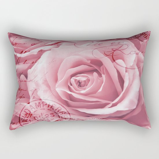 Nostalgic Rose with old handwriting Rectangular Pillow
