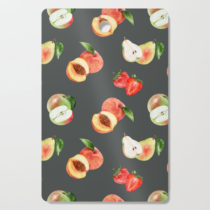 Trendy Summer Pattern with Stawberries, pears and peaches Cutting Board