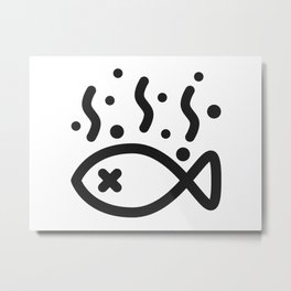 Something fishy Metal Print | Line, Vector, Ink, Digital, Graphicdesign, Fish, Other, Stench, Minimal, X 