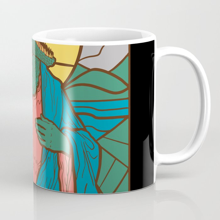 Dinosaur Jesus church window design gift Coffee Mug