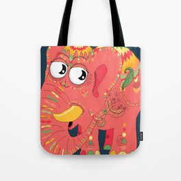 colorful Indian elephant and mouse Tote Bag