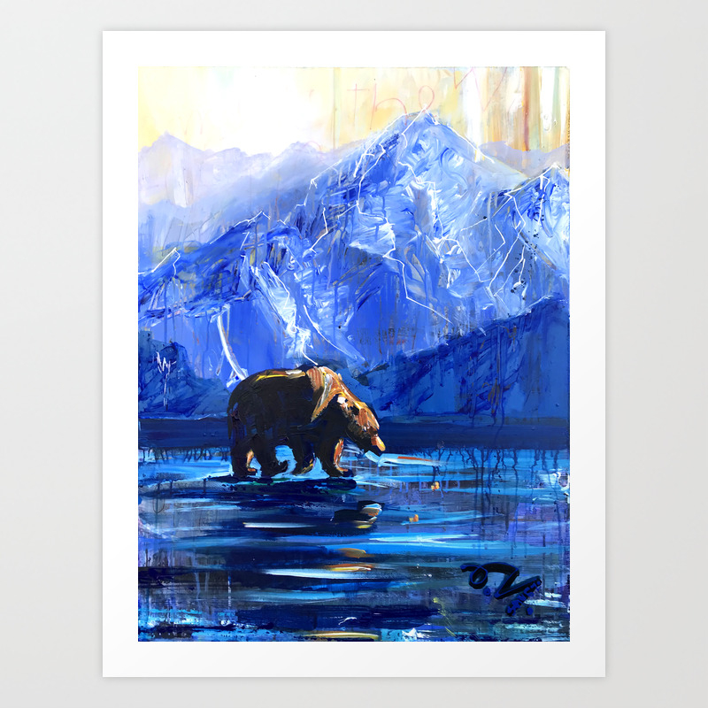 Blue Bear Original Art Bear Lover Bear Art Bear Painting