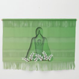 Yoga and meditation position in green Wall Hanging