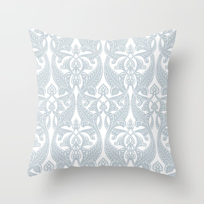 Art Nouveau Silver Grey & White Pattern Throw Pillow
