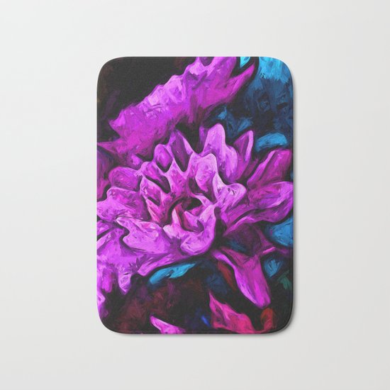 Lavender Flowers with Blue Petals and some Pink Bath Mat