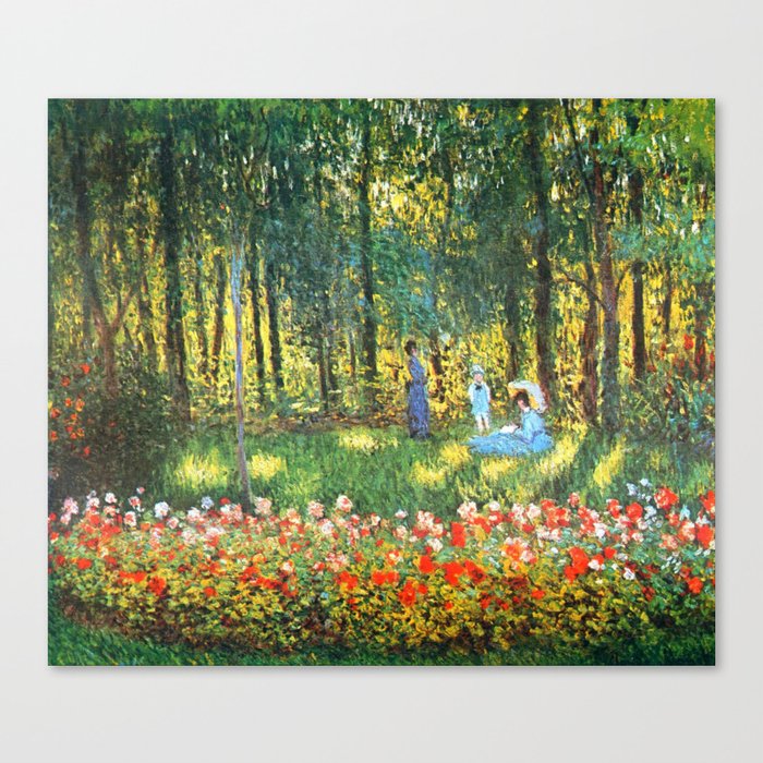 Claude Monet The Artist's Family In The Garden Canvas Print
